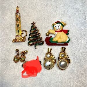Beautiful Christmas Brooches and earring set